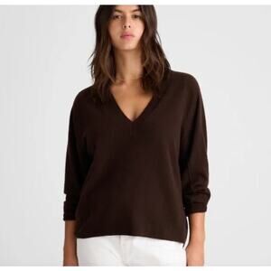 MADEWELL Cashmere V-Neck Sweater in Chocolate Brown Size Women's XL
